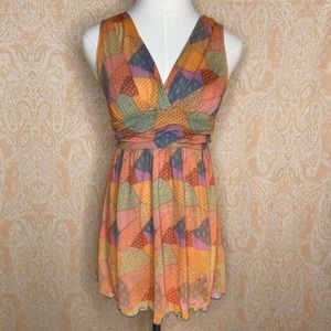 Y2K patchwork mesh babydoll tank top